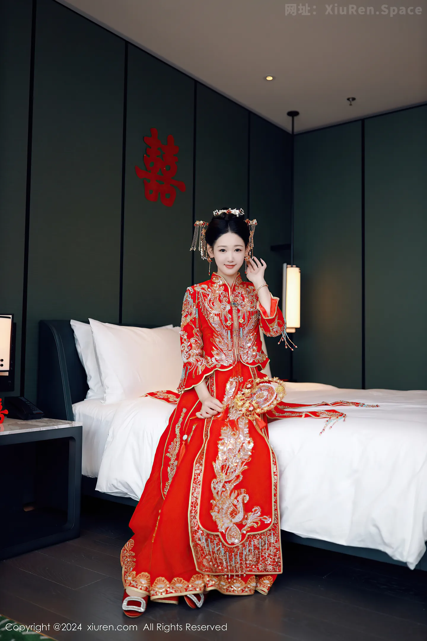 图片[2]-[XiuRen秀人网]VOL.8972 模特唐安琪性感红色新娘服饰露红色内衣配超薄肉丝撩人诱惑写真79P-秀人网官方网站